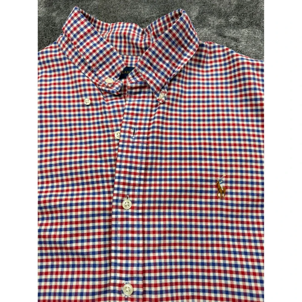 Polo Ralph Lauren Gingham‎ Check Button Down Shirt Mens Large Flesh Pony